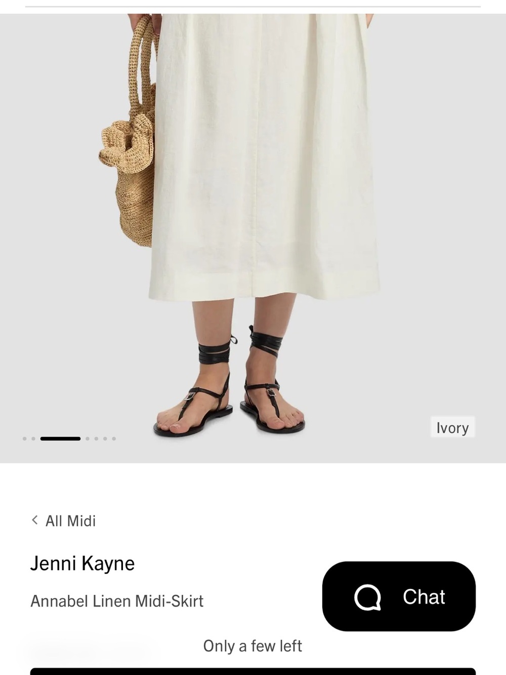Jenni Kayne Ivory Linen Annabel Midi Skirt